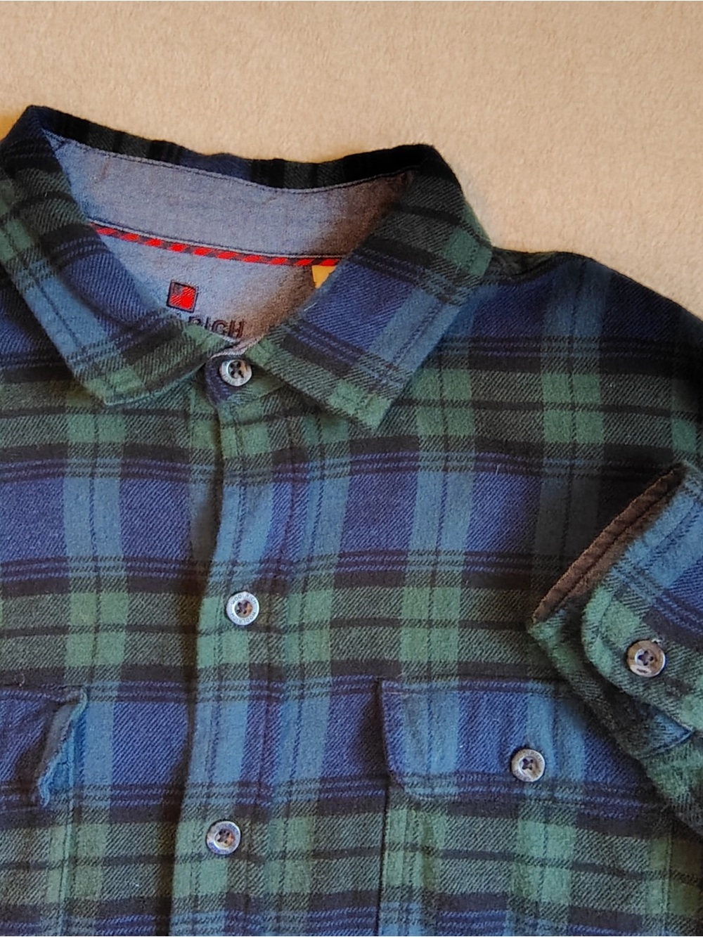 Vtg Woolrich Plaid Flannel Shirt Men Large Green Blue Tartan Button Up Outdoor